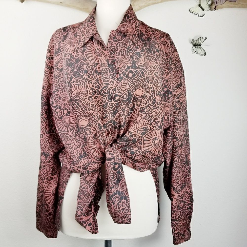 Vintage Bogari studio silk blouse black and brown